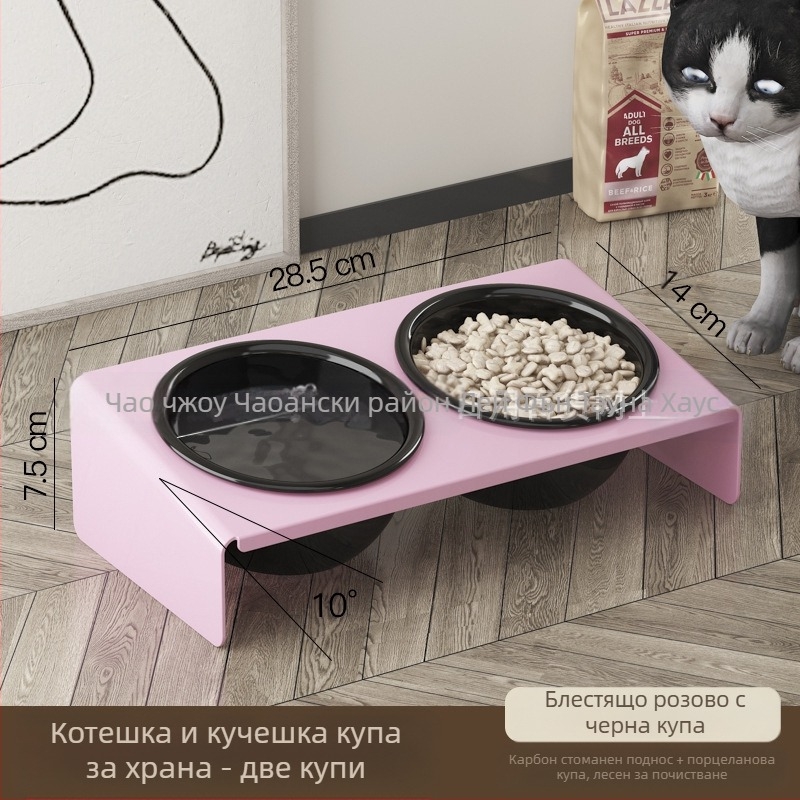 Керамична саксия за домашни любимци, котешка храна, купа за котки, купичка за домашни любимци против черна брадичка, античукаща, защита на врата на домашни любимци, принадлежности за хранене