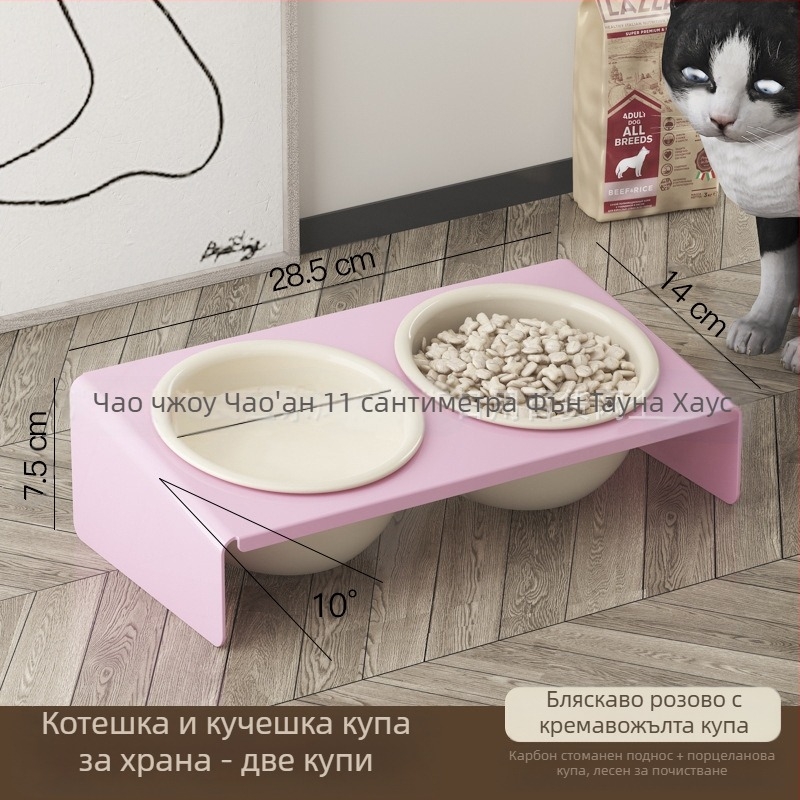 Керамична саксия за домашни любимци, котешка храна, купа за котки, купичка за домашни любимци против черна брадичка, античукаща, защита на врата на домашни любимци, принадлежности за хранене