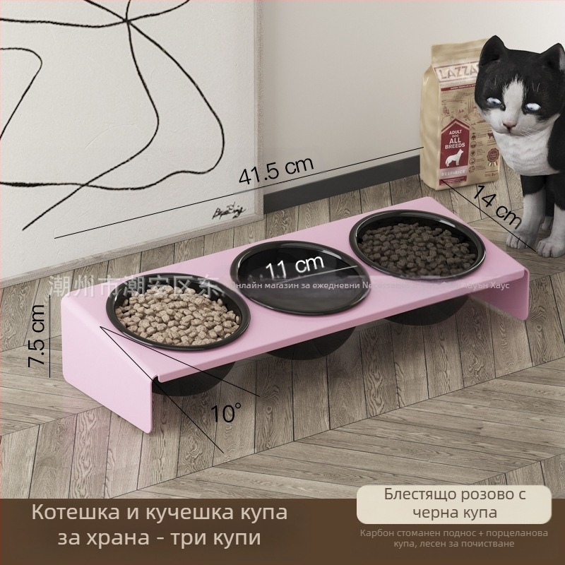 Керамична саксия за домашни любимци, котешка храна, купа за котки, купичка за домашни любимци против черна брадичка, античукаща, защита на врата на домашни любимци, принадлежности за хранене