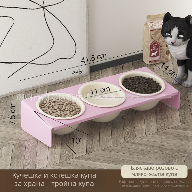 Керамична саксия за домашни любимци, котешка храна, купа за котки, купичка за домашни любимци против черна брадичка, античукаща, защита на врата на домашни любимци, принадлежности за хранене