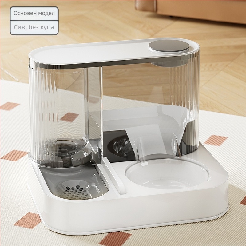 Нова автоматична хранилка за котки, купа за вода, вградена купа за котки, диспенсър за вода, леген за хранене на домашни любимци „две в едно“.