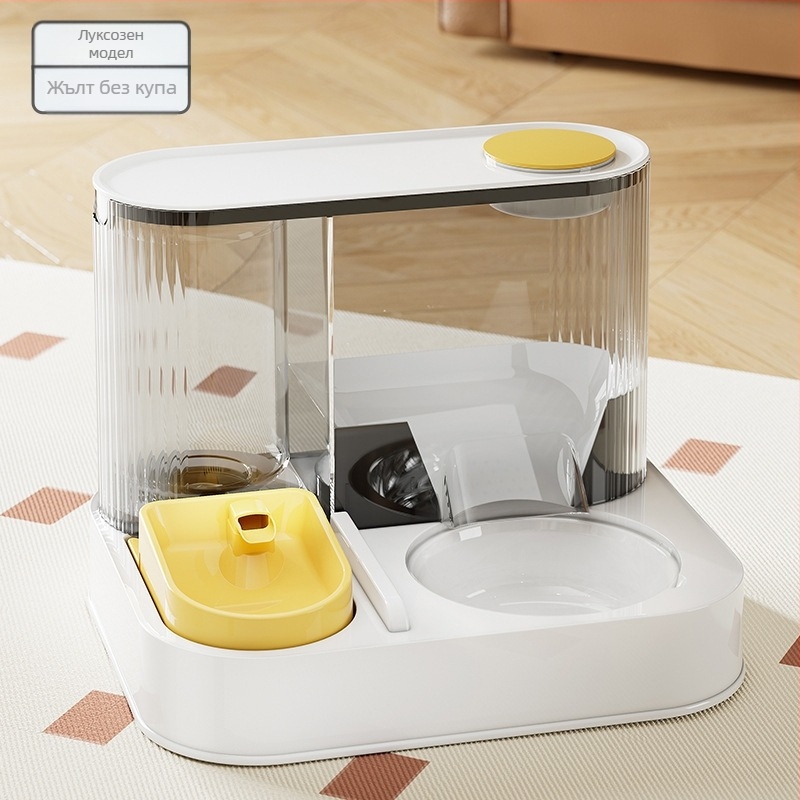 Нова автоматична хранилка за котки, купа за вода, вградена купа за котки, диспенсър за вода, леген за хранене на домашни любимци „две в едно“.
