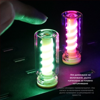 RX9003 Прозрачна сензорна USB нощна лампа за легло, лампа за спане, ръчна многоцветна LED атмосферна светлина, ритъм