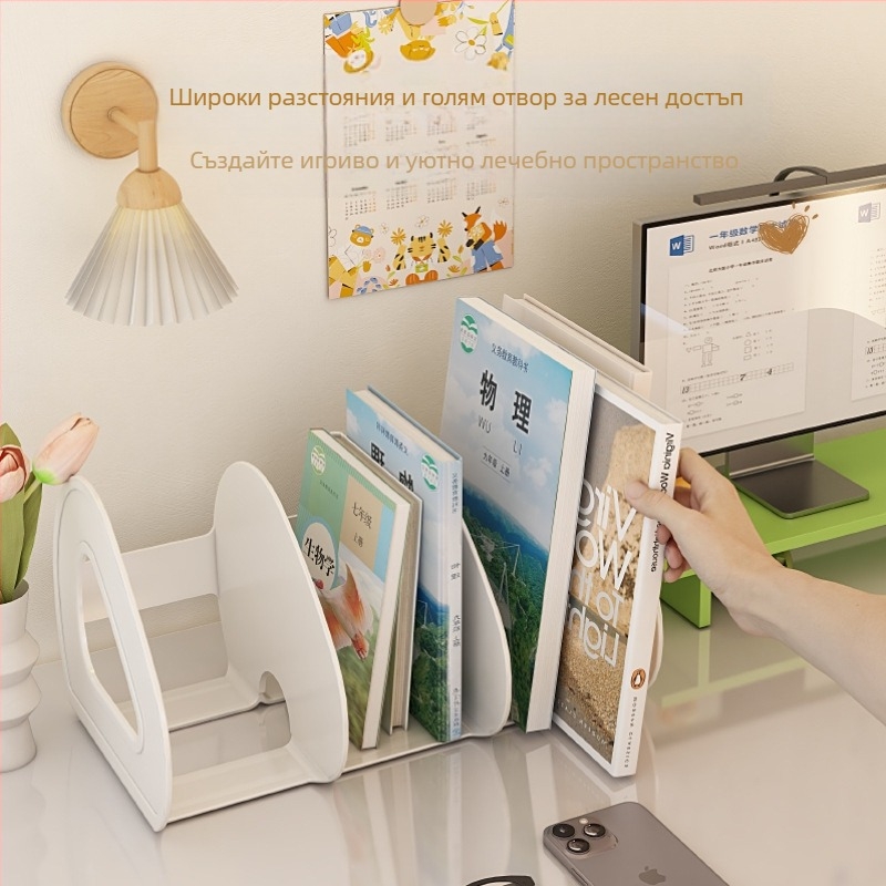 Кутия за съхранение на книги за настолна книга, прозрачна стойка за бюро за студентски книги, разделител, акрилен държач за химикалки