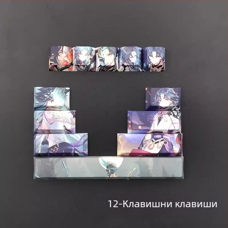 Креативна двуизмерна анимационна капачка за клавиши, оригинална висока капачка за клавиши с пъзел, капачка за клавиши с личност, сладко момиче, вятърна капачка за механична клавиатура
