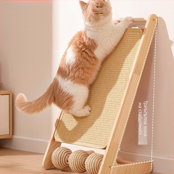 Дъска за драскане за котки от сизал, масивна дървесина, устойчива на износване и нелиняваща, вертикална подложка за драскане за котки, дъска за котешки нокти, драскалка за котки от сизал, играчка за котки с въже