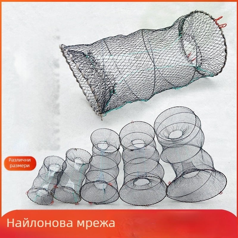 Сгъваема пружинна клетка за риба, рибарска мрежа, клетка за раци, ръчно падаща мрежа, автоматични отскачащи сгъваеми кръгли мрежи за раци