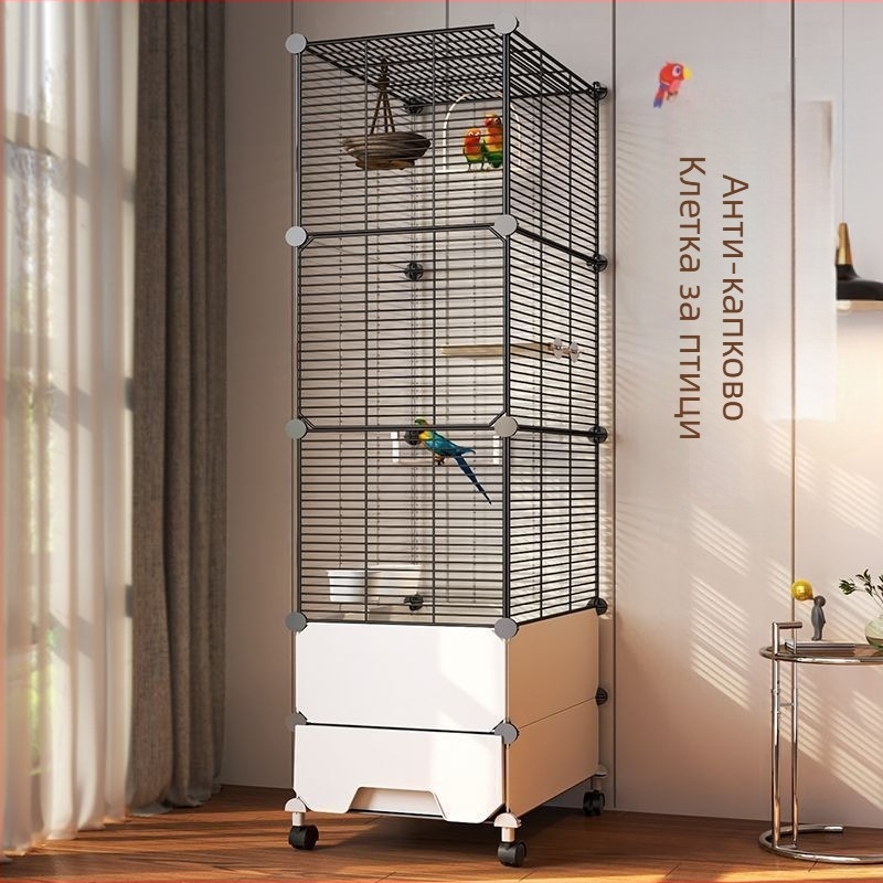 Голяма птича клетка, устойчива на пръски, за папагали, корели, скорци, големи майни, вълнисти папагали и канарчета, луксозна вила за озеленяване