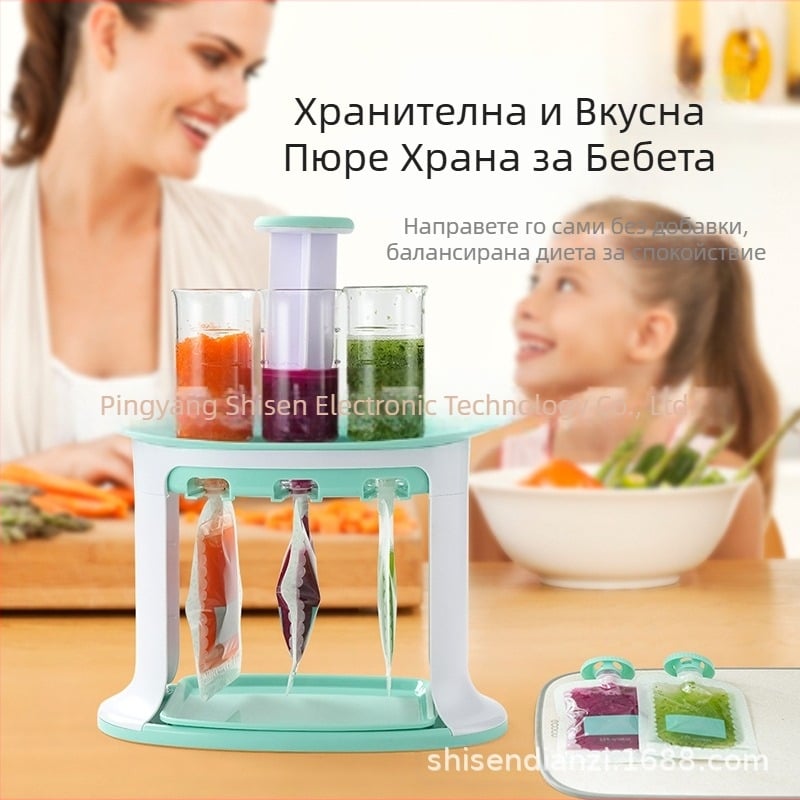 Детска изстисквачка за пюре, домакински кухненски диспенсър, ръчно приготвяне на хранителни добавки, торбичка за съхранение на бебешки хранителни добавки, машина за хранителни добавки