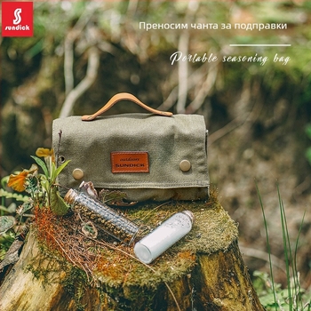 Планински клиенти, чанта за съхранение на бутилки с подправки за къмпинг, стъклена бутилка с подправки за барбекю, комбинирана чанта с подправки