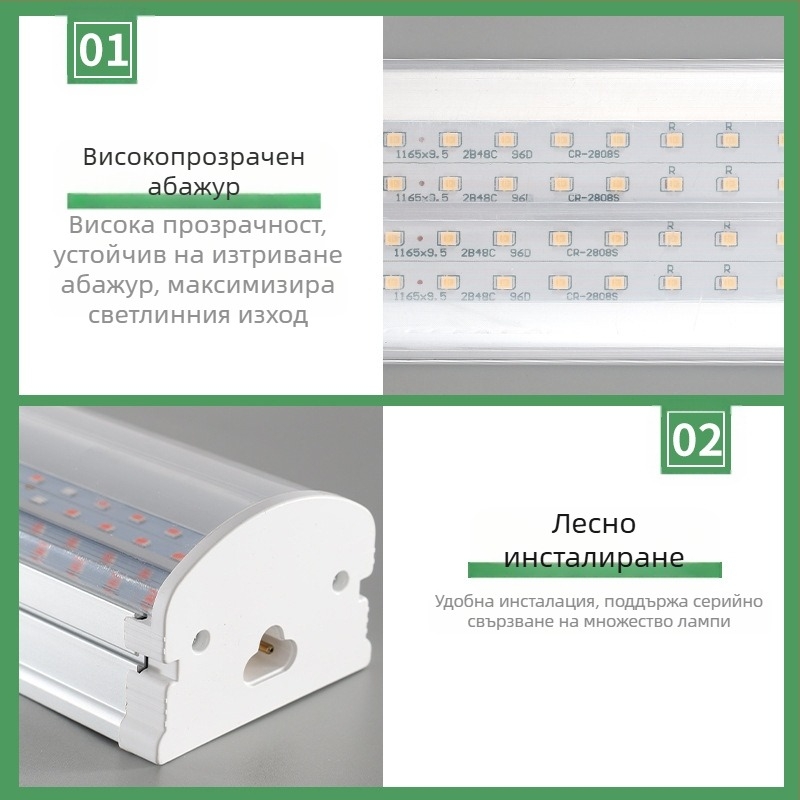 Лампа за растения T20 с пълен спектър, лампа за растеж на сукуленти, допълнителна светлина за зелени растения, LED лампа за растеж на цветя и растения.