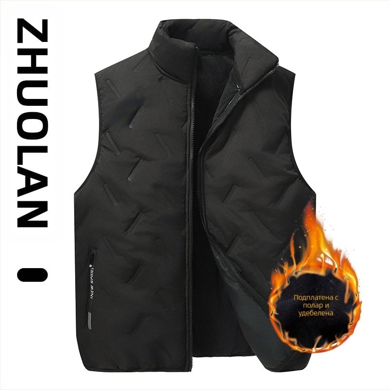 Зимно просто яке с памучна подплата, голям размер, за мъже и пълни мъже, свободно, модно топло яке без ръкави за двойка