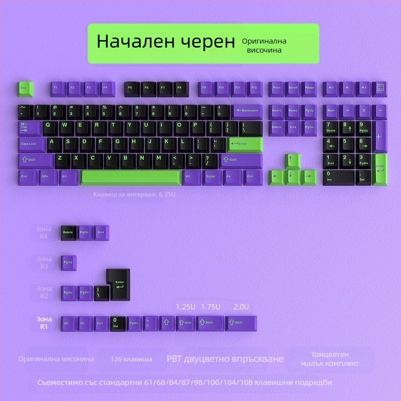 Капачка за ключове Cloud Lake pikes Q Macaron с три цвята, малък пълен комплект от 126 клавиша, PBT материал, двуцветно инжектиране, устойчива на износване и издръжлива