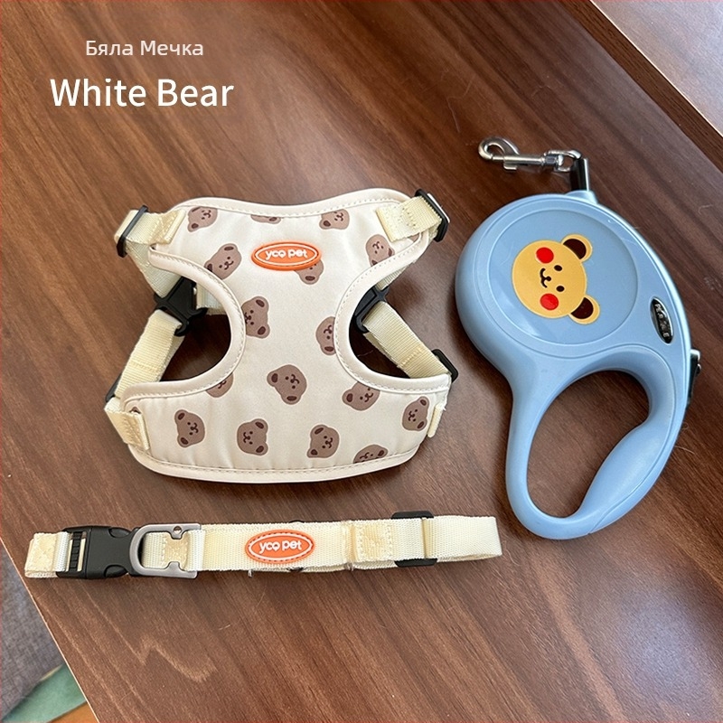 Жилетка за кучешки каишки, каишка за разходка с кучета, каишка за кучета за малко куче, средно куче, нагръдник, каишка за кучета с плюшено мече