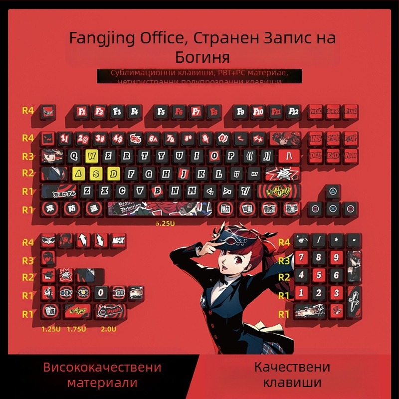 Пудинг Четиристранни полупрозрачни цветни сублимационни капачки за клавиши Персонализиран комплект полупрозрачен печат за механична клавиатура Kuromi Keycaps