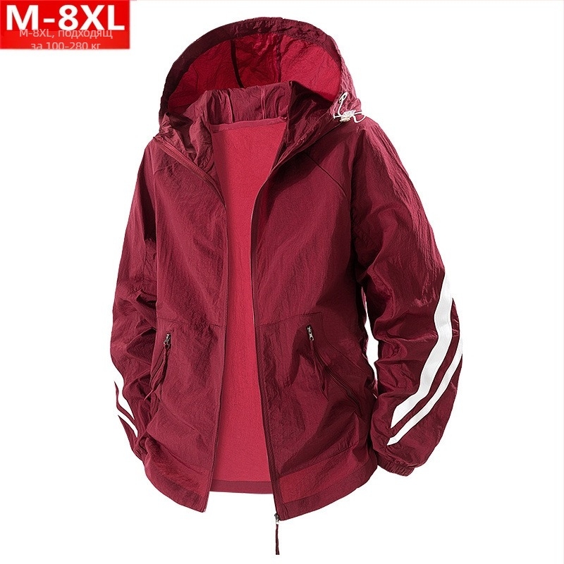 Лятно модерно мъжко дишащо тънко яке от ледена коприна за дебели мъже, големи размери, свободно, бързосъхнещо облекло за защита от слънцето