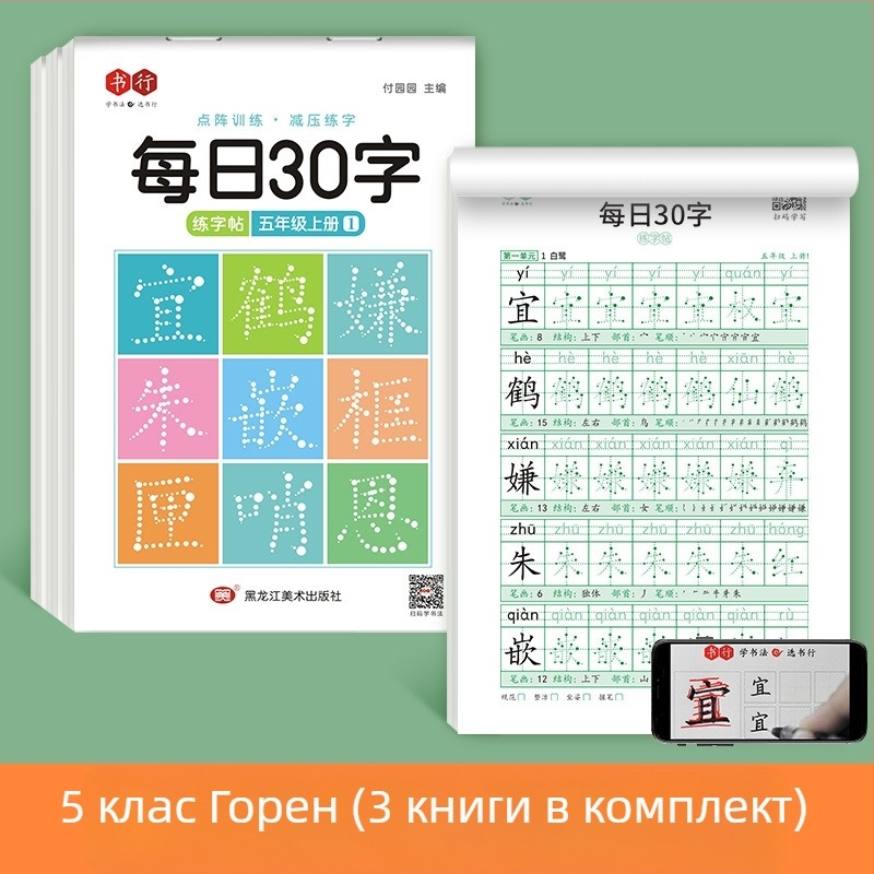 [Декомпресия синхронна тетрадка с 30 думи на ден] Матрична китайска живопис, червена калиграфия, нови думи за ученици от начално училище 1-6 клас