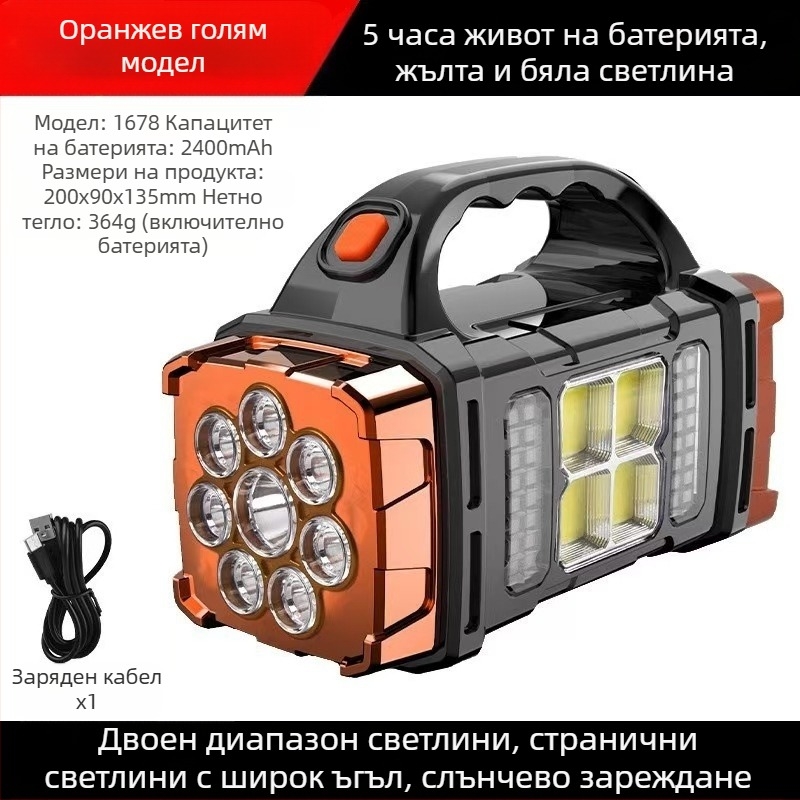 Нова многофункционална преносима лампа със слънчева батерия, зареждаща се със слънчева енергия, за силно осветление на открито, прожектор, аварийна работна лампа, фенерче