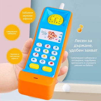 Симулация на играчка за мобилен телефон, детски аналогов телефонен звук и светлинна музика за момчета и момичета, образователен светещ модел играчка