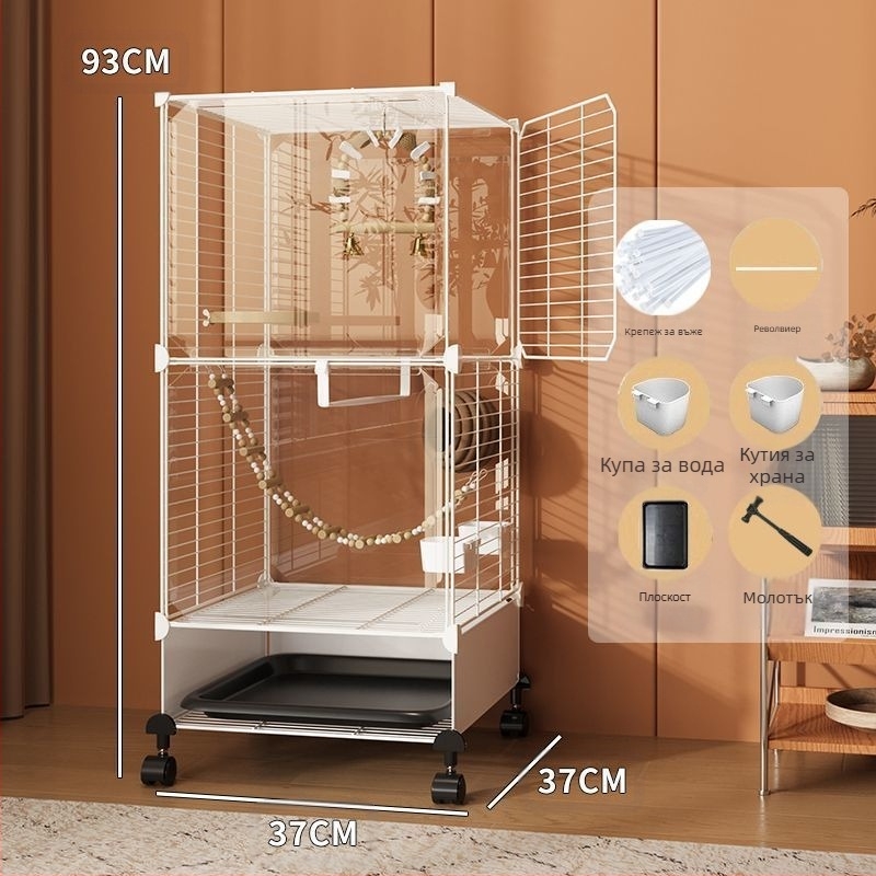 Голяма клетка за птици за домашна употреба, луксозна вила за папагали и корели, нов модел, устойчив на пръски, за малки птици като врабчета и папагали