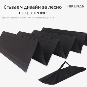 Външно черно голямо предно стъкло за къмпинг барбекю огнище печка сгъваеми съдове за готвене поцинкована ламарина събиране на топлина предно стъкло