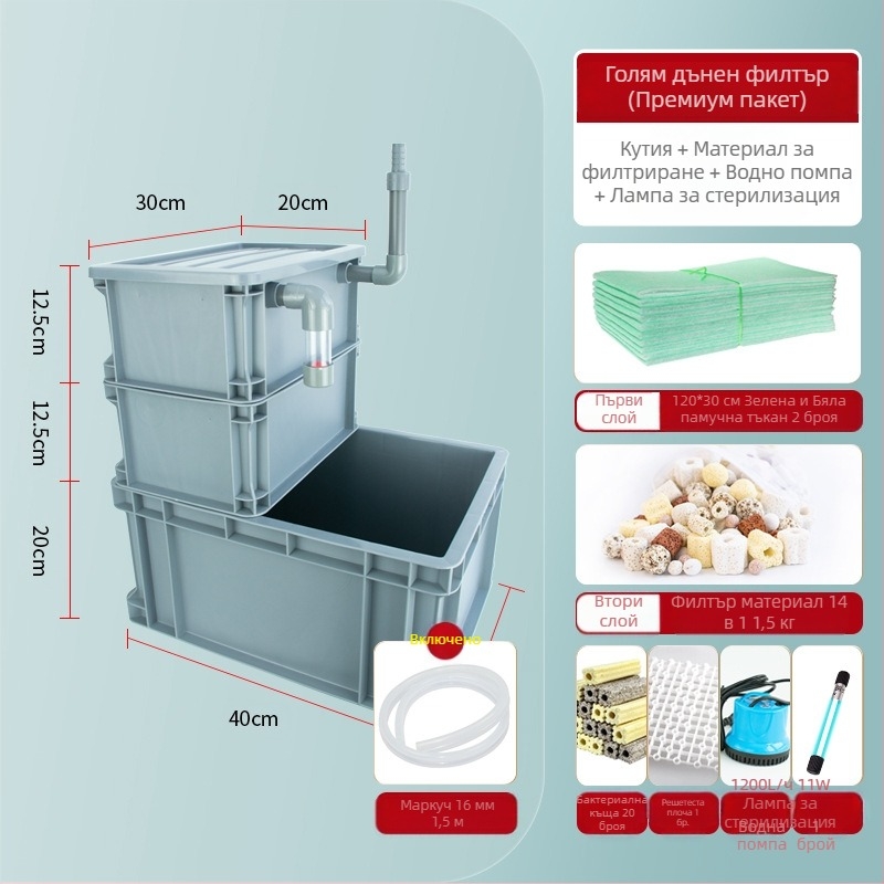Долен филтър за кутия за оборот, Направи си сам филтърна кутия за аквариум, Сухо и мокро разделяне, Филтър за струйки, Сифонен долен филтър, Комбиниран филтър за риба