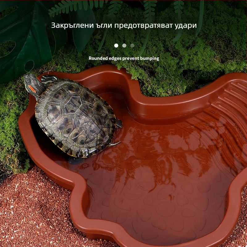 Басейн за къпане на костенурки за полуводни костенурки, жълтокожи костенурки, костенурки за хранене, платформа за гребане, басейн за сухоземни и водни костенурки с двойно предназначение, кутия за къпане на костенурки против падане