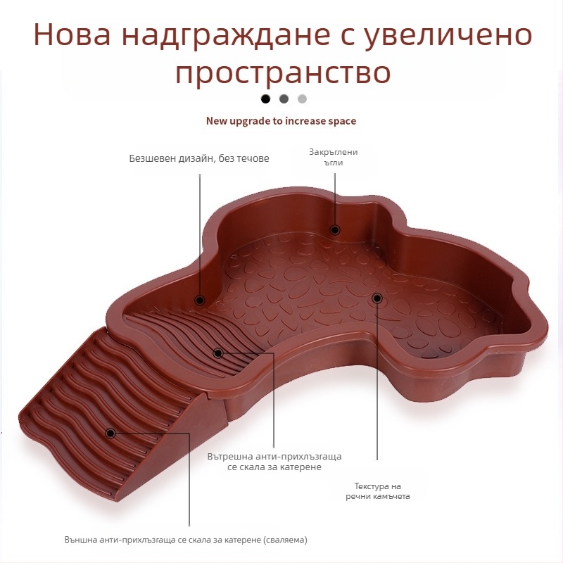 Басейн за къпане на костенурки за полуводни костенурки, жълтокожи костенурки, костенурки за хранене, платформа за гребане, басейн за сухоземни и водни костенурки с двойно предназначение, кутия за къпане на костенурки против падане