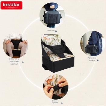Amazon Преносим водоустойчив сгъваем детски стол с повишена възглавница, бебешки стол за хранене с повишена възглавница, трансграничен