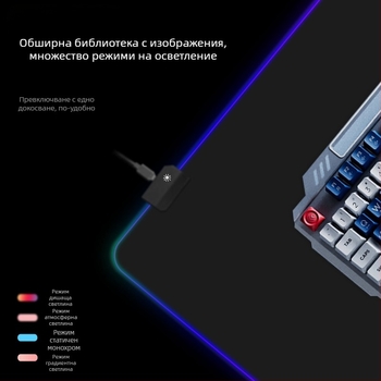 Готина секси подложка за мишка Jinke RGB, голяма, магическа, цветна, подложка за компютърно бюро, офис подложка за клавиатура, нехлъзгаща се