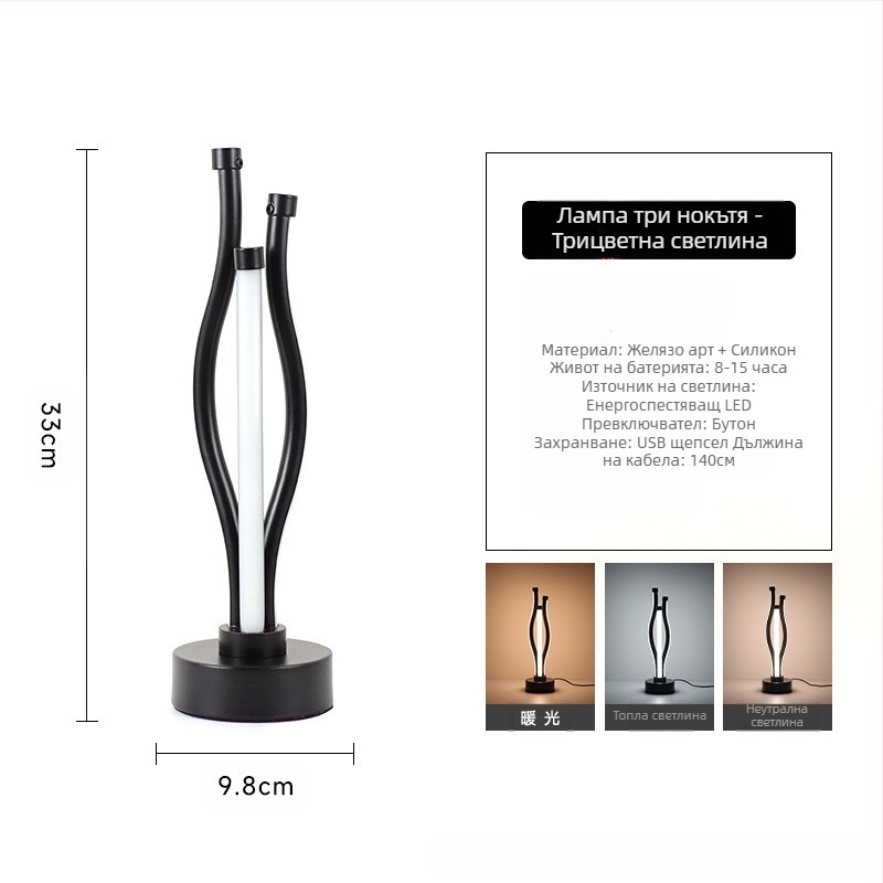 2025LED настолна лампа за спалня, нощно осветление с три цвята, креативна ресторантска кафене, светеща декоративна настолна лампа