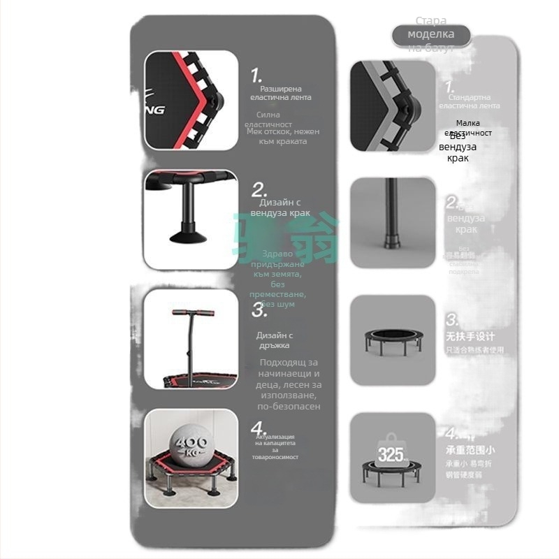 XSZ Батут за възрастни и деца, за дома, за скачане, фитнес зала, за възрастни и деца, за търкане, за отслабване и фитнес