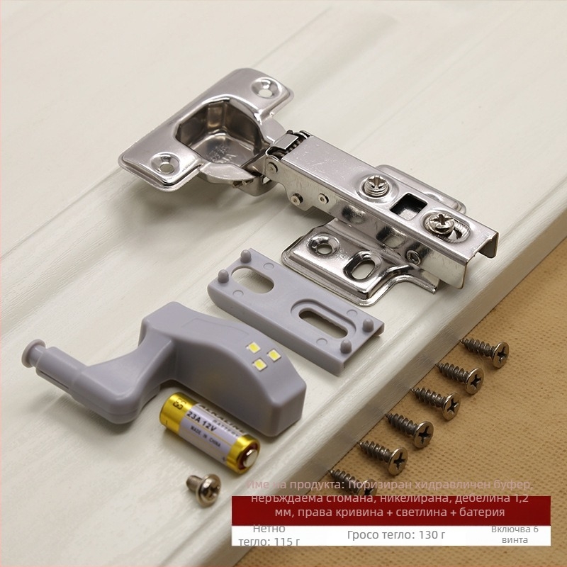 Хидравличен буфер от неръждаема стомана панта скрита 180 градуса сгъваема врата на шкафа за самолети LED светлина директна продажба от фабриката