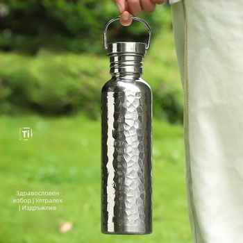 Чист титанов спортен чайник за колоездене, чайник за спорт на открито, преносима чаша за вода за пътуване, лек чайник за къмпинг, чайник с чук