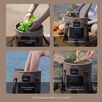 Сгъваема кофа за открито, преносима кофа с клапан, къмпинг, кръгла ръчна кофа с капак и риболовна кофа