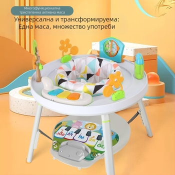 Трансграничен бебешки скачащ стол, многофункционален, маса за щастливо учене, маса за дейности, скачащ стол, музикален, бебешки фитнес, рамка за външна търговия