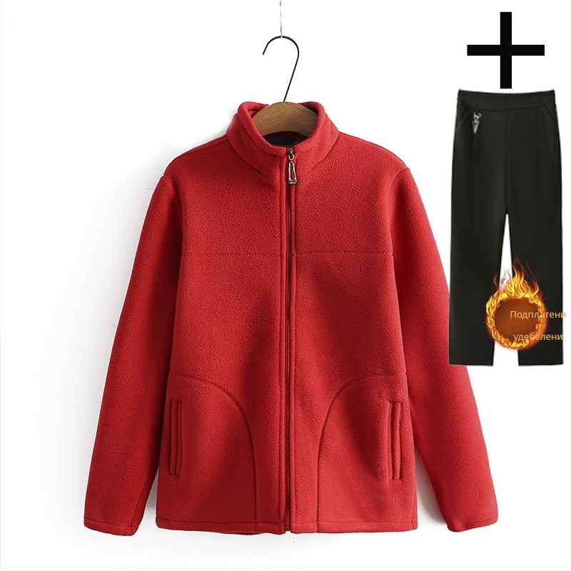 Поларено палто за майка, пролетни дрехи, зимни дрехи с поларена подплата, дрехи за жени на средна и по-възрастни хора, дрехи за баби, пролет и есен