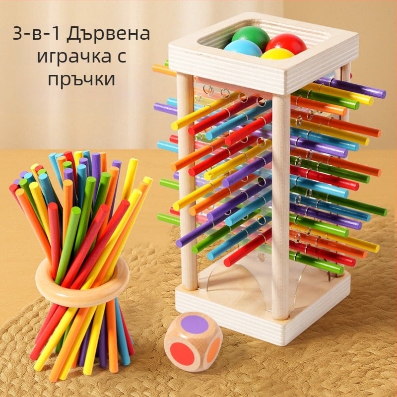 Трансгранична детска игра с дървени пръчки, образователни зарове за бебета, цветни, родител-дете, интерактивни математически, Монтесори дървени играчки
