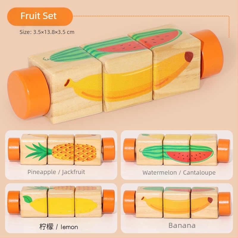Детски дървен пъзел с въртящи се животни, триизмерни строителни блокове, детска градина, бебе, координация око-ръка, образователни играчки
