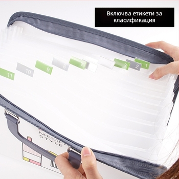 Сладка студентска ръчна тестова кламерка 13-мрежова цип чанта-акордеон папка голям капацитет класификация и организиране козметична чанта