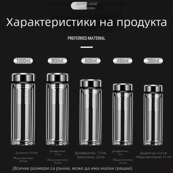 Умна стъклена чаша за вода, двуслойна, за накисване на чай, мъжка, прозрачна с топъл дисплей, разделяне на водата, изолация, чаша за вода