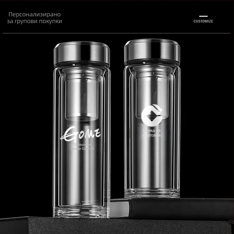 Умна стъклена чаша за вода, двуслойна, за накисване на чай, мъжка, прозрачна с топъл дисплей, разделяне на водата, изолация, чаша за вода