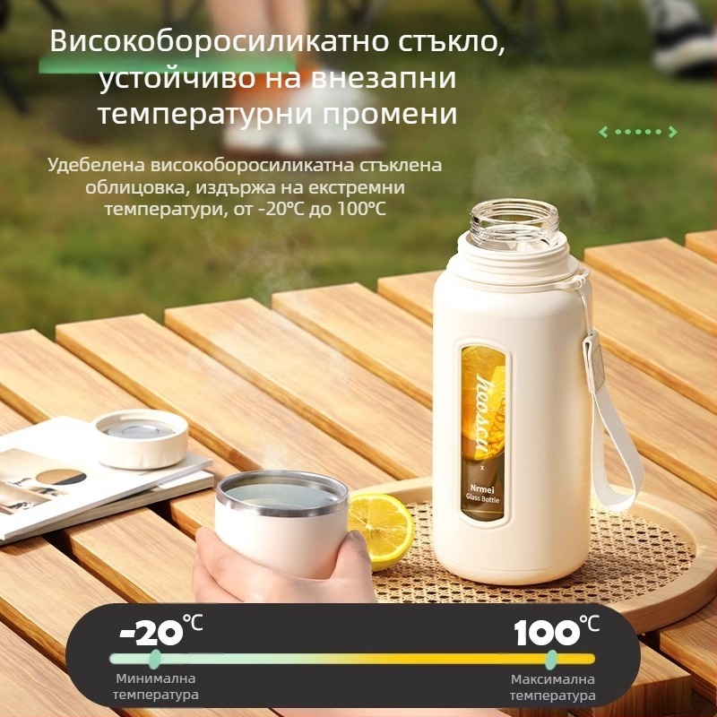 Стъклена чаша за вода Enermei с голям капацитет, за момичета, нова, преносима, за чай, устойчива на летни капки, устойчива на високи температури