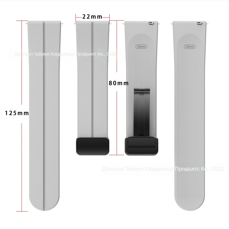 Подходяща за силиконова каишка с магнитна сгъваема катарама 20/22 мм за Samsung Watch 5/4/3 и Huawei Gt3/2 Pro