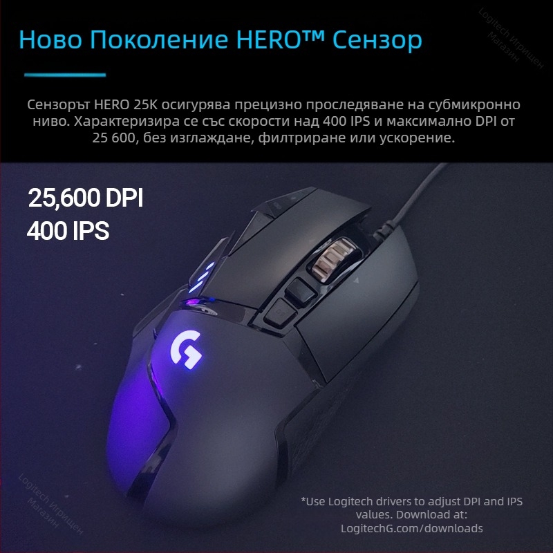 Logitech G502HERO Кабелна геймърска мишка Master se Електрическа състезателна механична противотежест ядене на пиле cf макро програмиране разопаковане