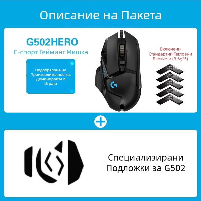 Logitech G502HERO Кабелна геймърска мишка Master se Електрическа състезателна механична противотежест ядене на пиле cf макро програмиране разопаковане