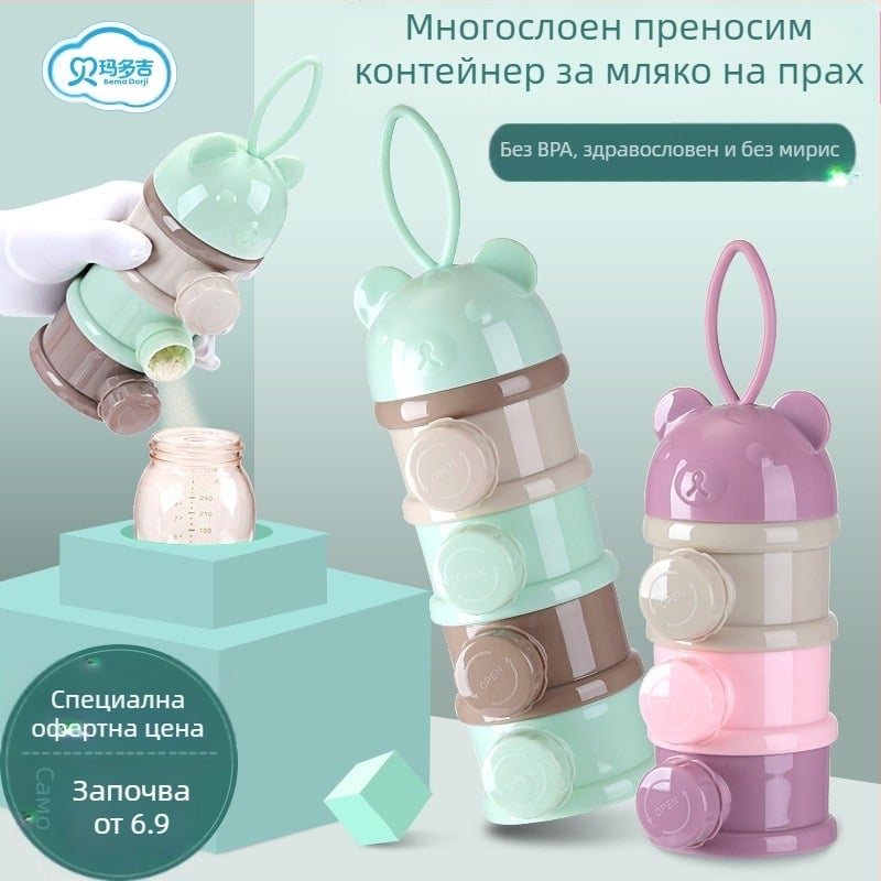 Кутия за бебешко мляко на прах, преносима, хранителна добавка, бебешка опаковка, малка кутия за ориз на прах, запечатан резервоар за съхранение на мляко на прах