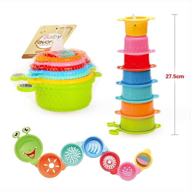 Детска цветна подредена чаша, цветна когнитивна подредена чаша, бебешка образователна ранна образователна бебешка практическа играчка за мозъка