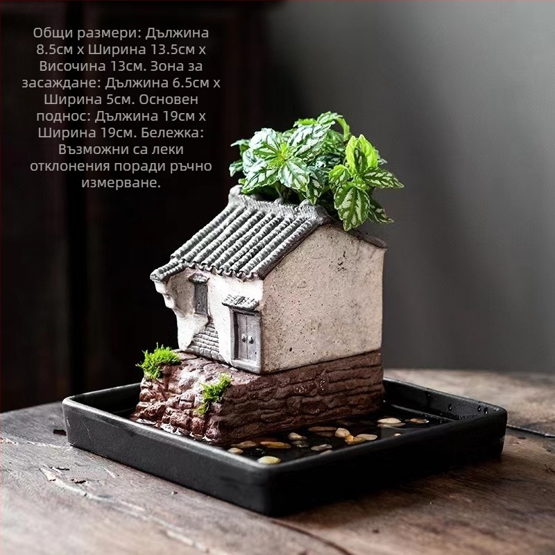 Декорация от бамбукови саксии за цветя в ретро стил, креативна зелена саксия за цветя в аквариум, пейзажна декорация за домашен офис