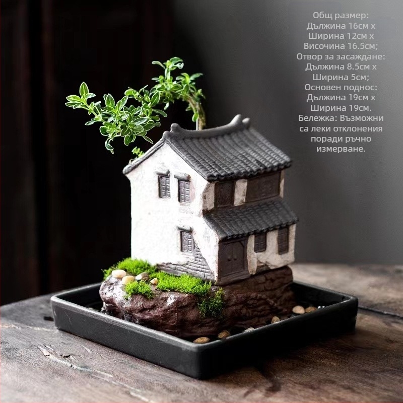 Декорация от бамбукови саксии за цветя в ретро стил, креативна зелена саксия за цветя в аквариум, пейзажна декорация за домашен офис